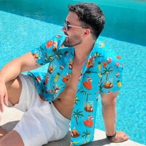 Christmas Pool Party Matching Hawaiian Shirts for Couples and Families - Mens Women's and Kids sizes available